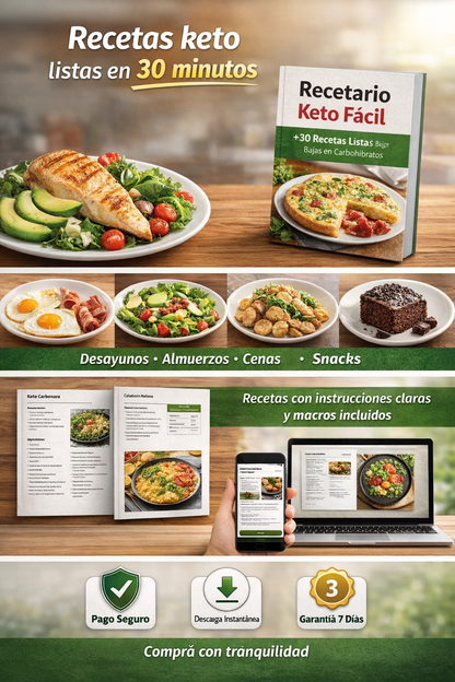Keto Para Gente Ocupada :Recetas en 30 minutos + Macros